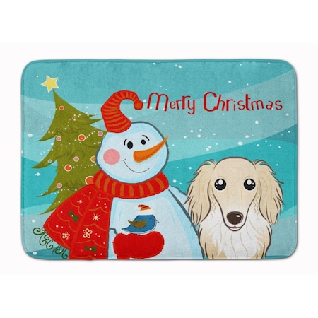 Carolines Treasures Snowman with Longhair Creme Dachshund Machine Washable Memory Foam Mat BB1832RUG